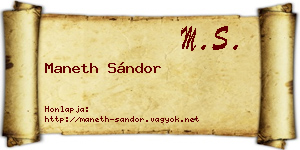 Maneth Sándor névjegykártya